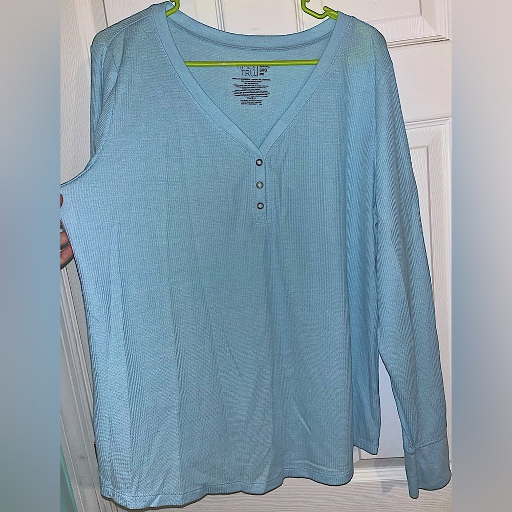 Long Sleeve Waffle Button Shirt
